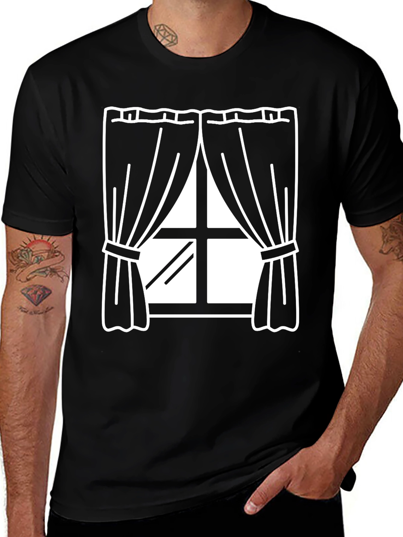 Window Graphic T-Shirt - Black Cotton Tee