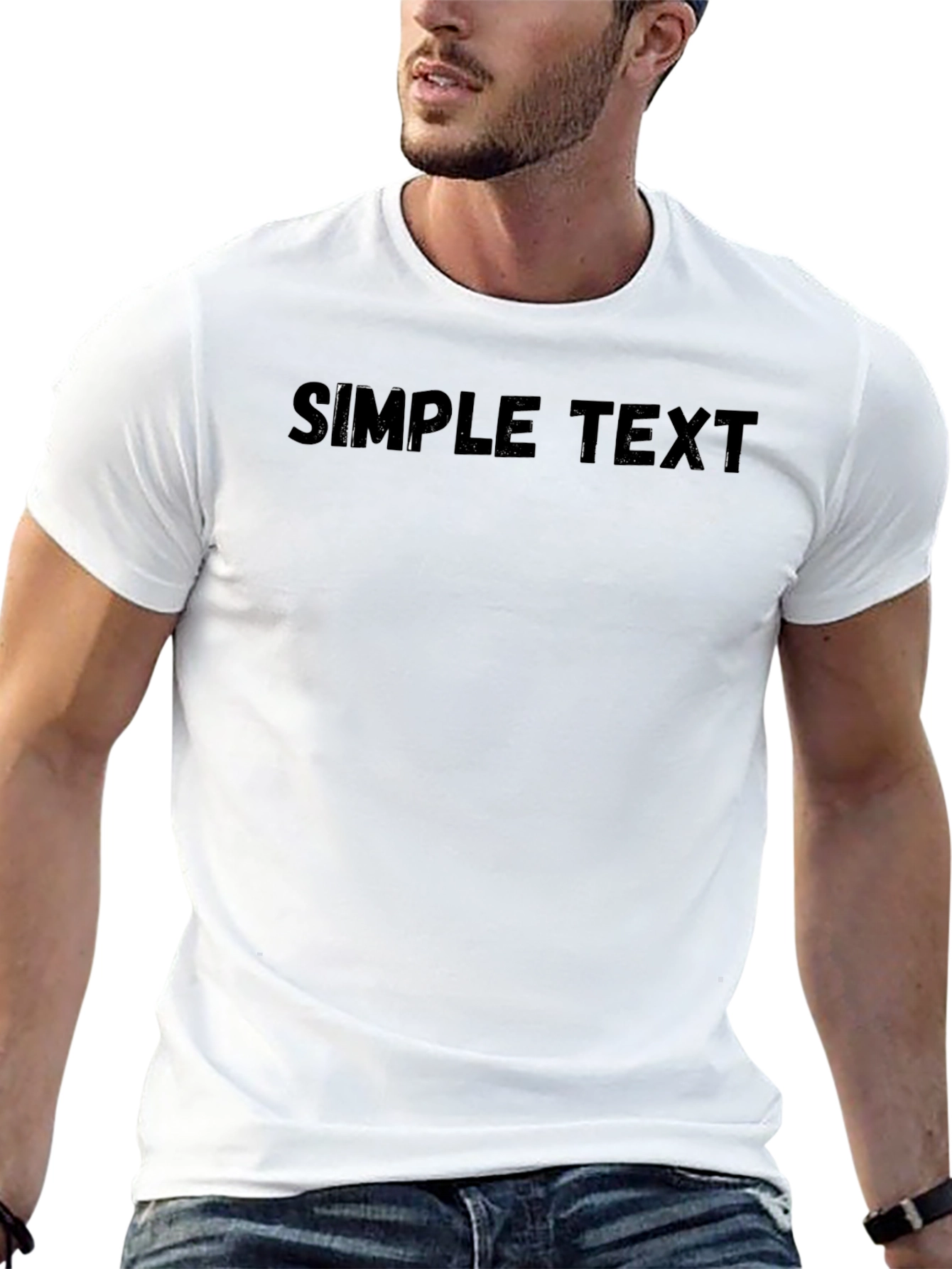 Mens Black Simple Text T-Shirt