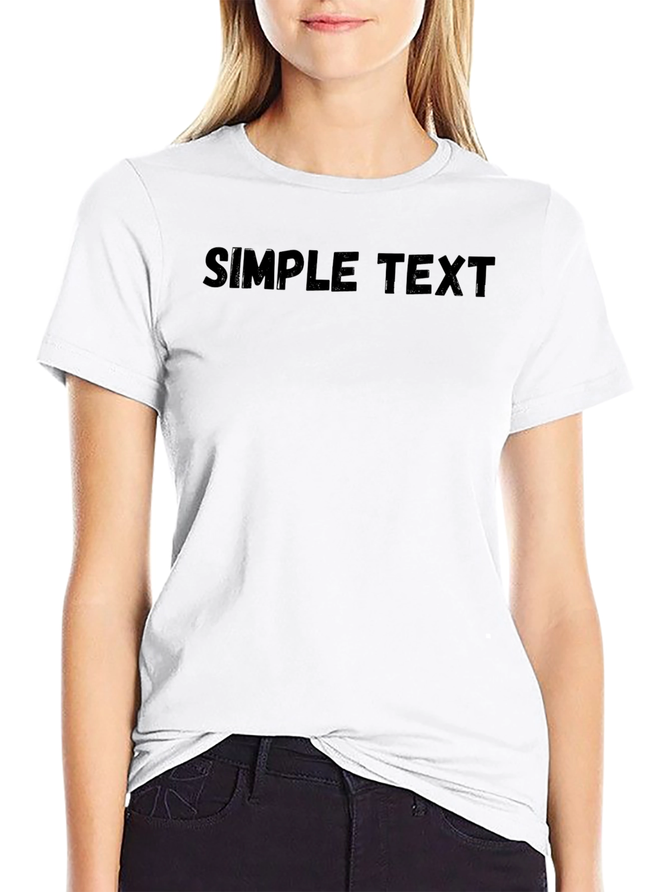 Mens Black Simple Text T-Shirt