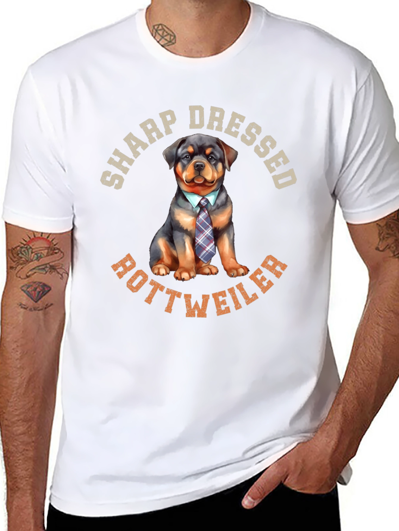 Sharp Dressed Rottweiler Dog Graphic Tee