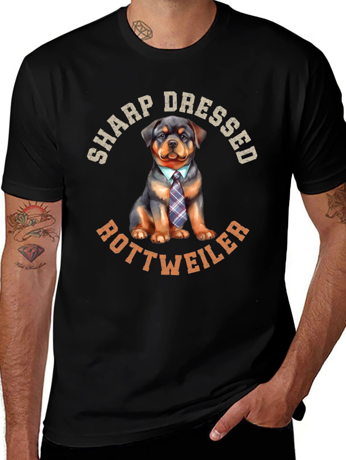 Sharp Dressed Rottweiler Dog Graphic Tee