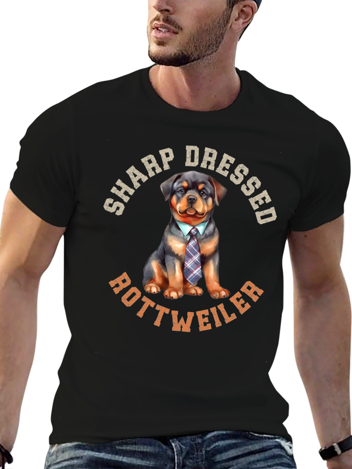 Sharp Dressed Rottweiler Dog Graphic Tee