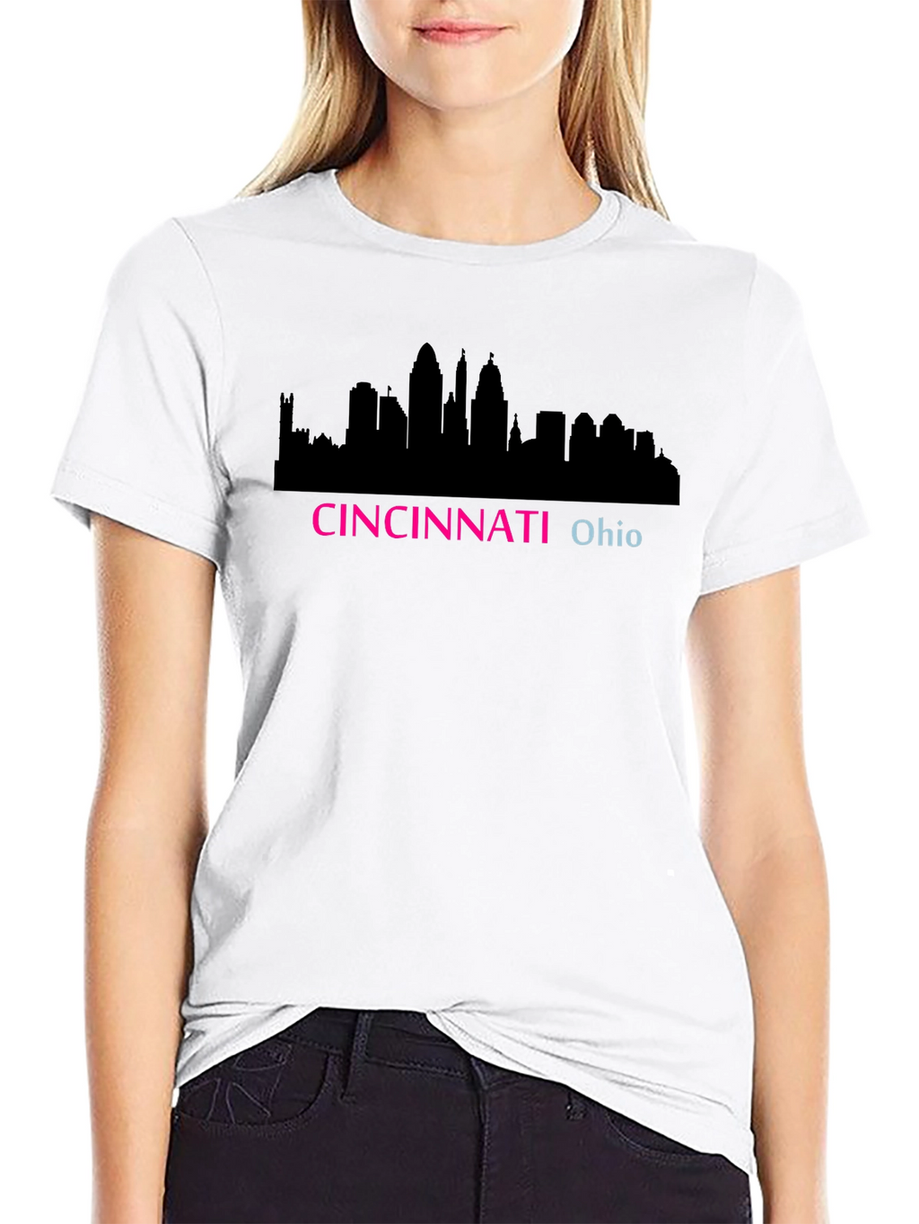 Cincinnati Ohio Skyline Black T-Shirt