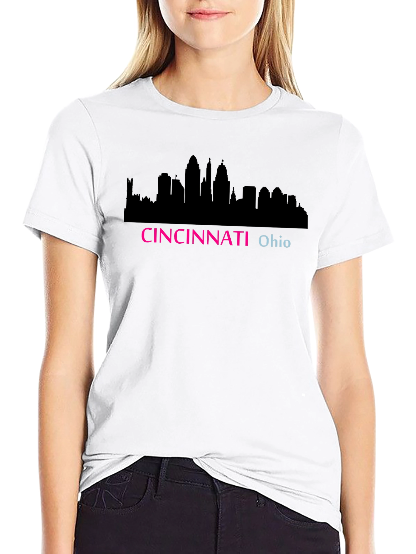 Cincinnati Ohio Skyline Black T-Shirt