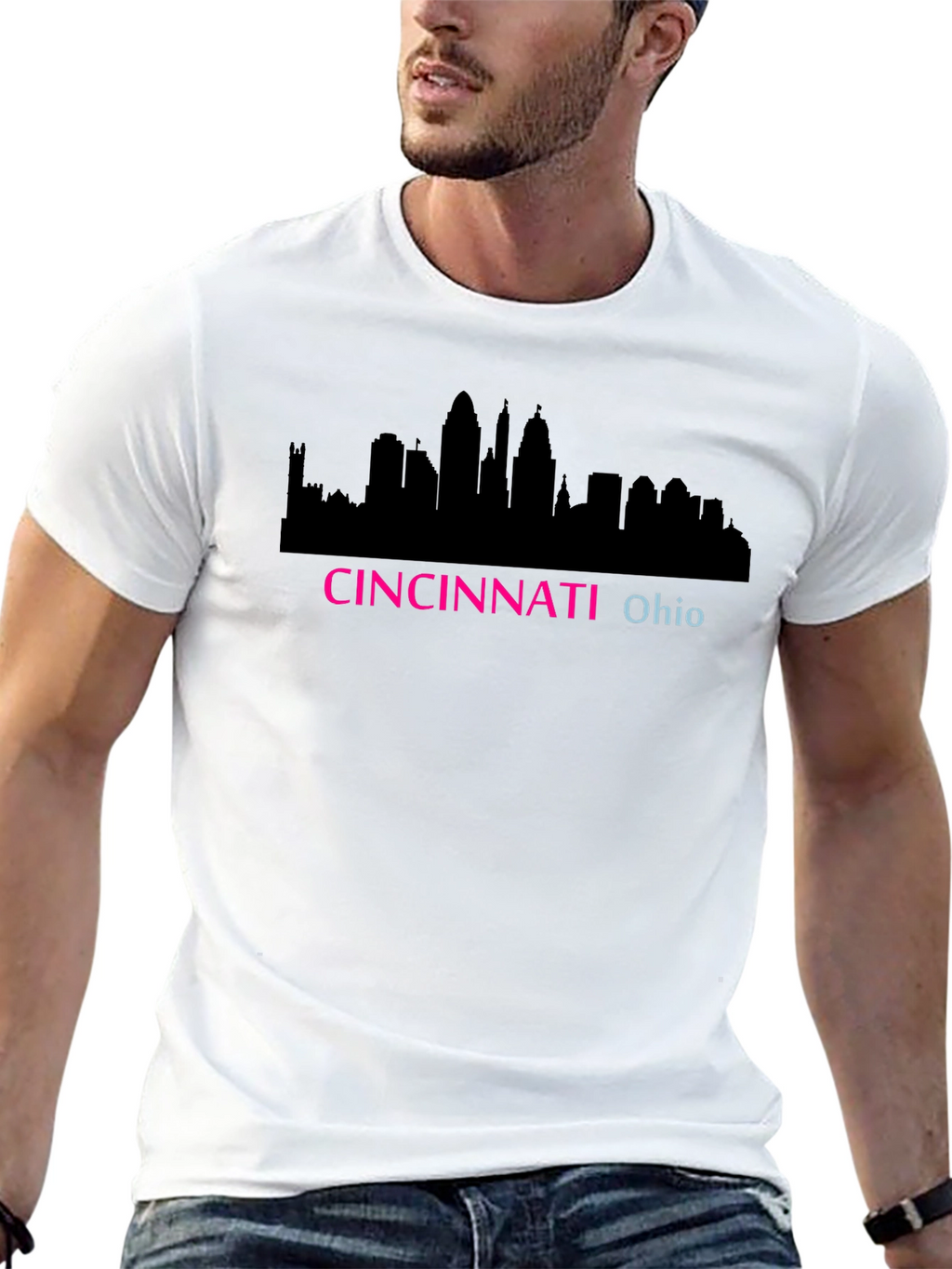 Cincinnati Ohio Skyline Black T-Shirt