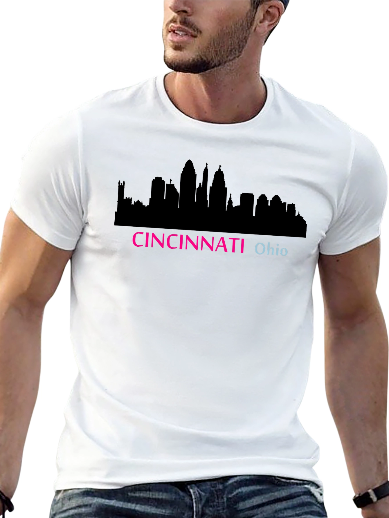 Cincinnati Ohio Skyline Black T-Shirt
