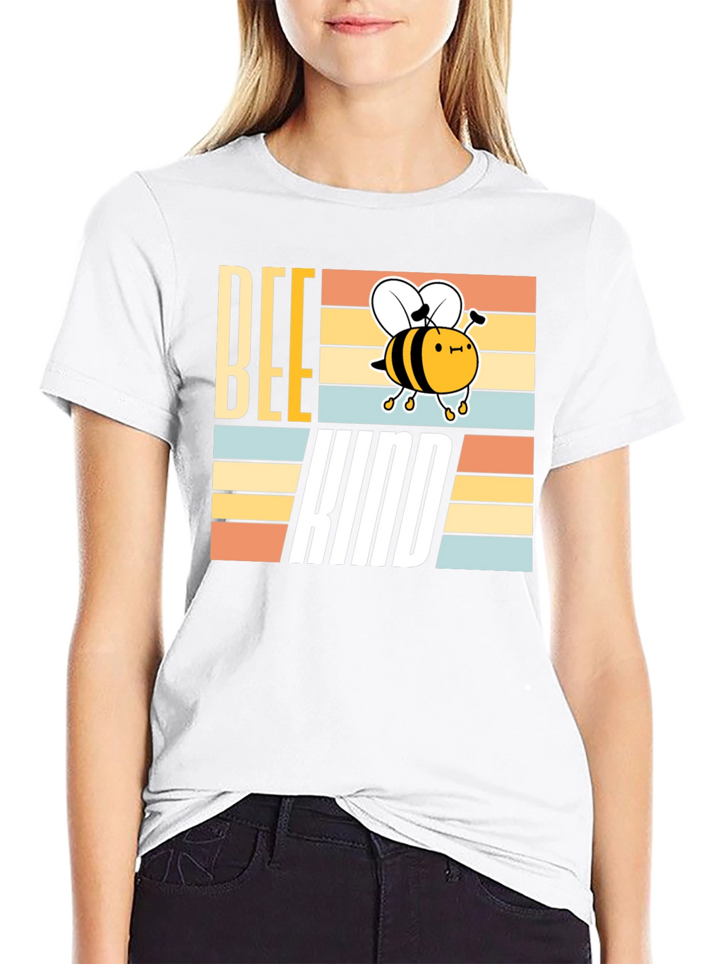 Bee Kind T-Shirt - Retro Striped Graphic Tee