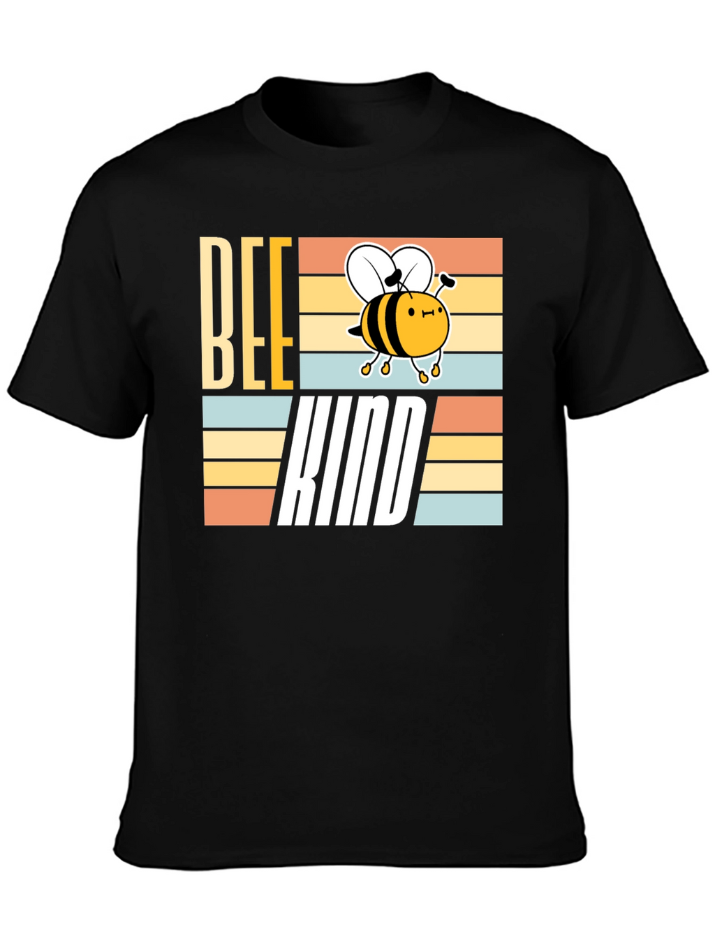 Bee Kind T-Shirt - Retro Striped Graphic Tee