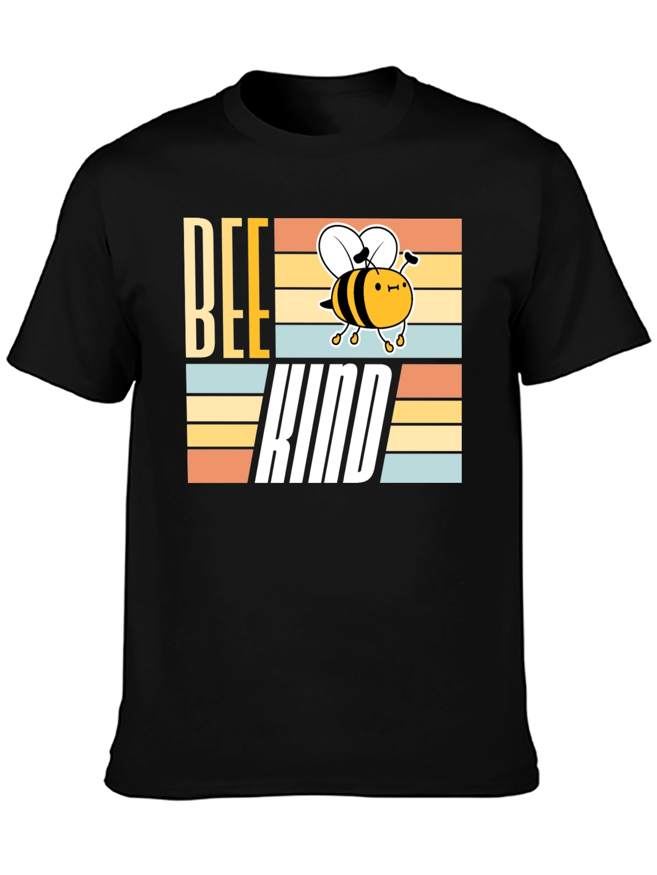 Bee Kind T-Shirt - Retro Striped Graphic Tee