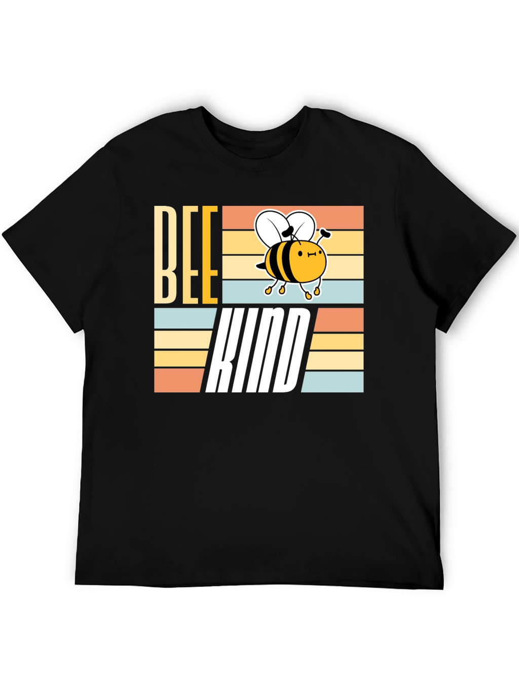 Bee Kind T-Shirt - Retro Striped Graphic Tee