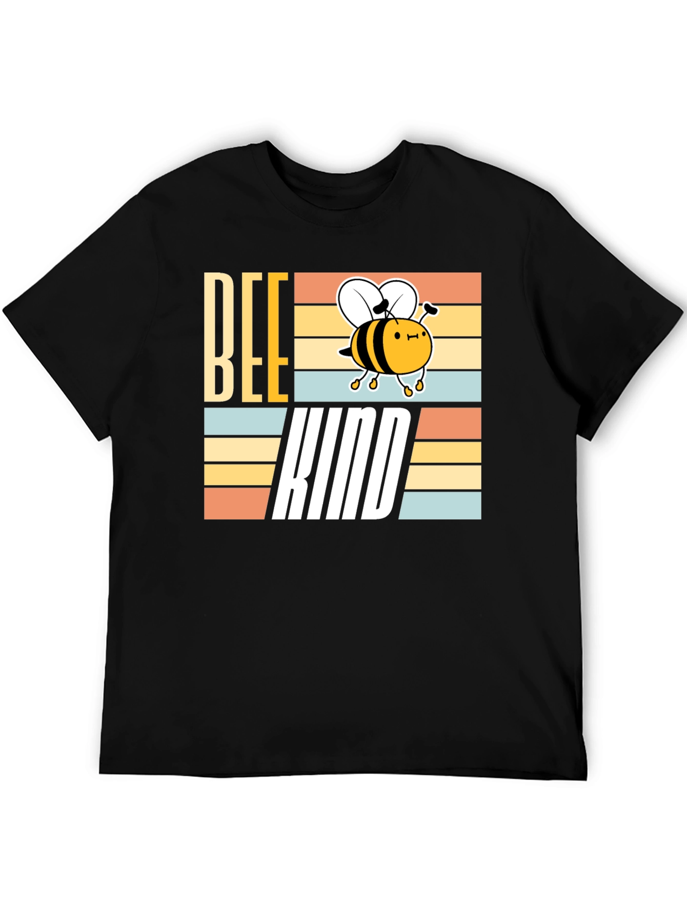 Bee Kind T-Shirt - Retro Striped Graphic Tee