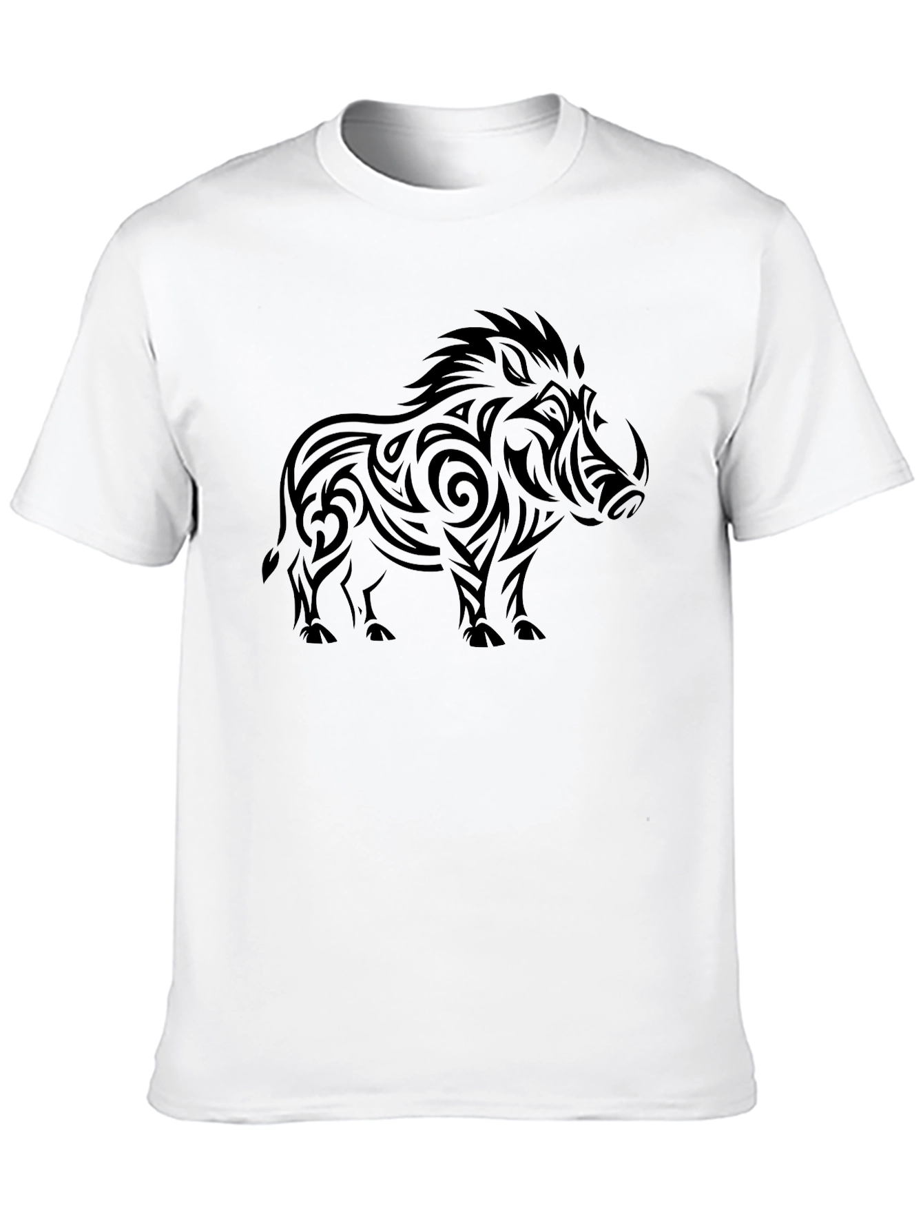 Tribal Boar Graphic Tee - Bold Black Design