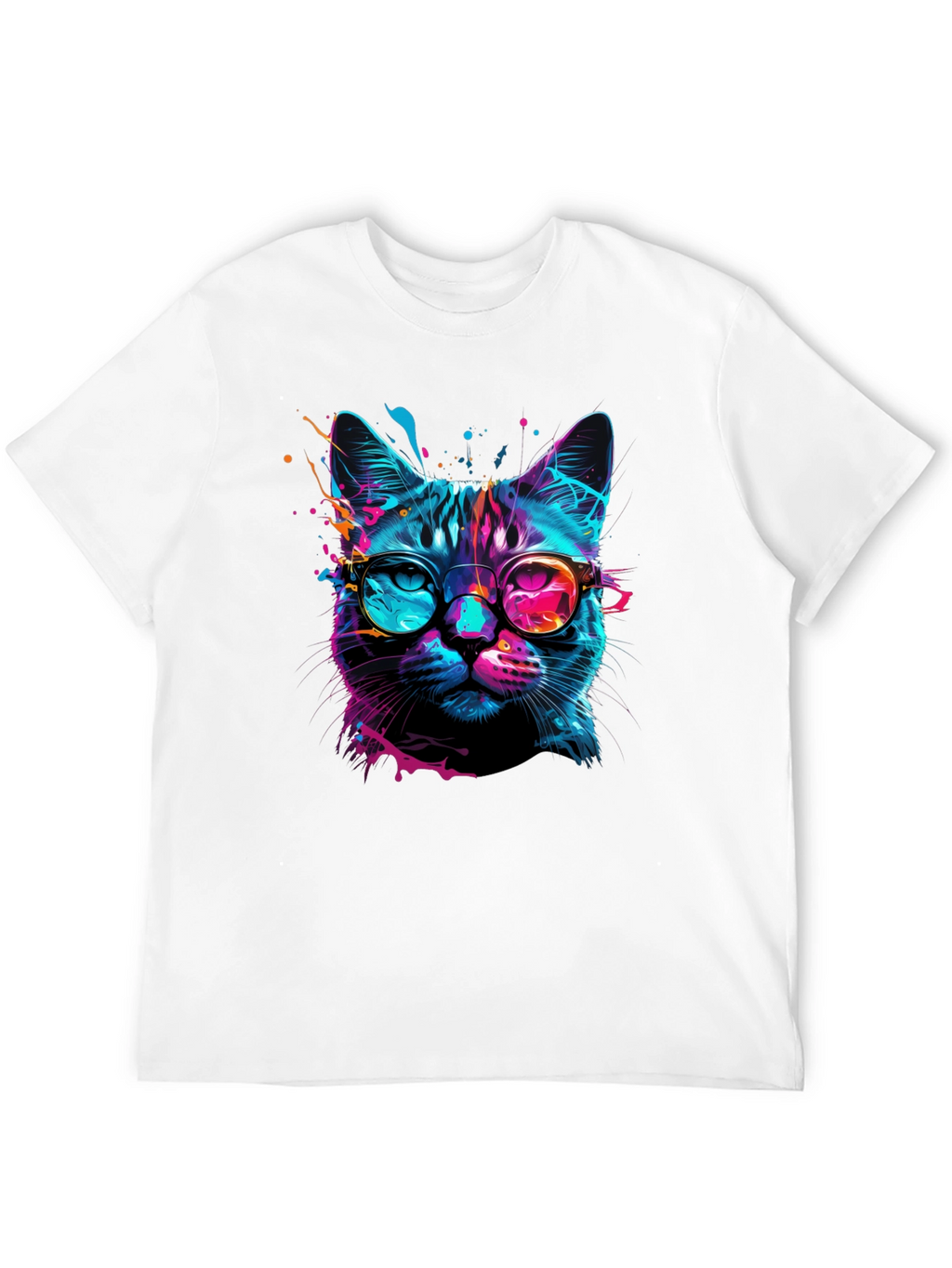 Cool Cat Graphic Tee - Stylish Neon Feline