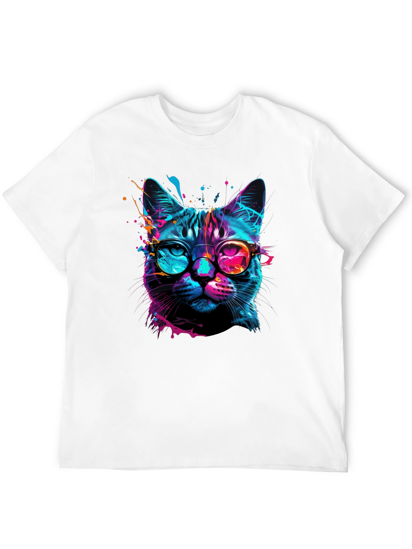 Cool Cat Graphic Tee - Stylish Neon Feline