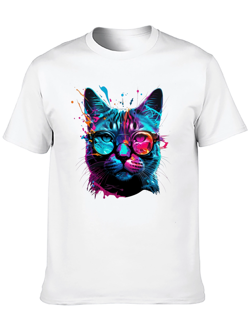 Cool Cat Graphic Tee - Stylish Neon Feline