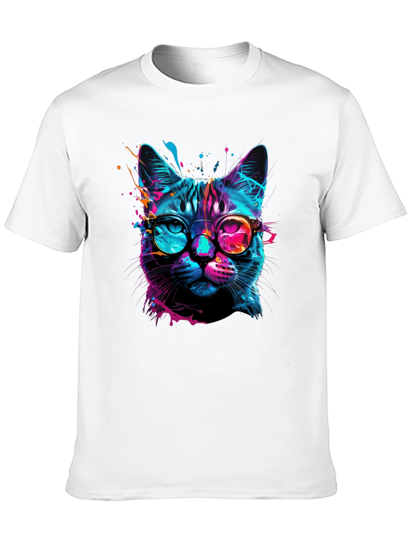 Cool Cat Graphic Tee - Stylish Neon Feline