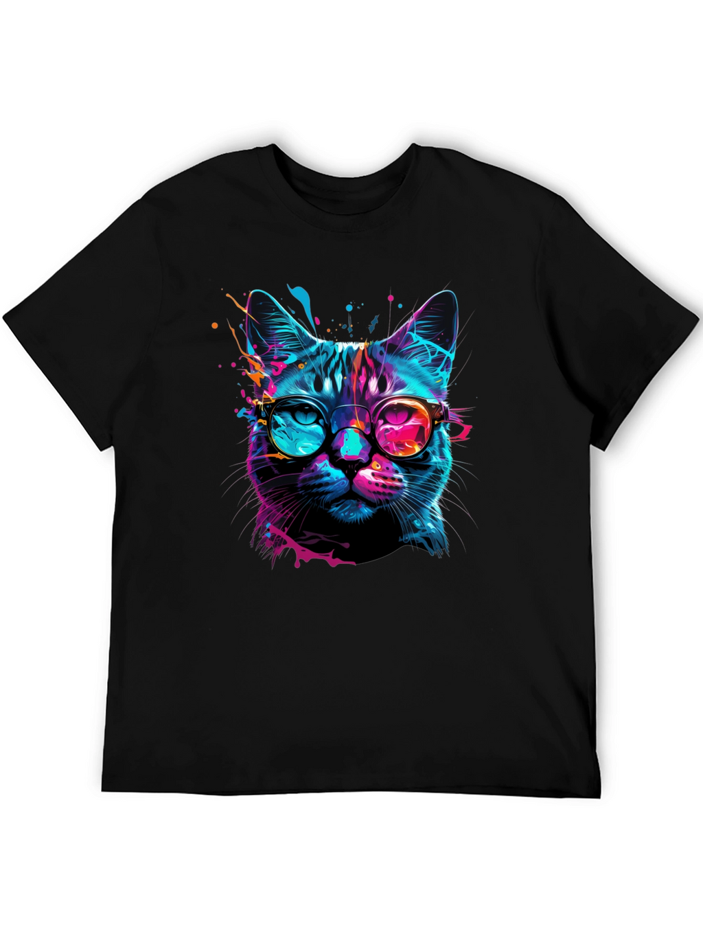 Cool Cat Graphic Tee - Stylish Neon Feline