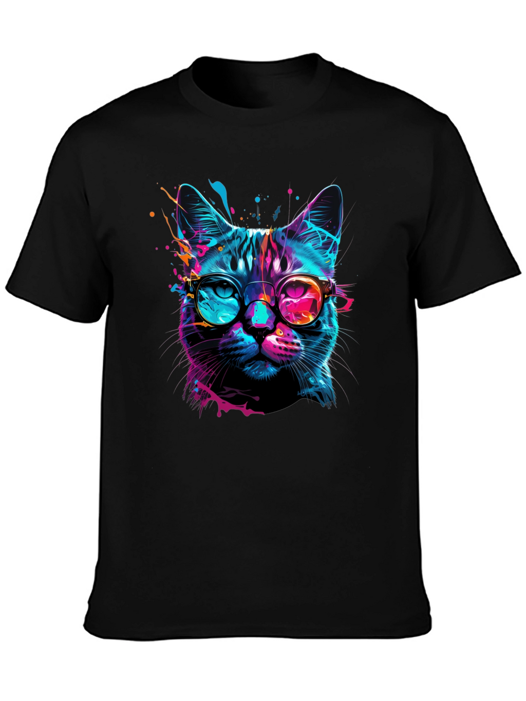 Cool Cat Graphic Tee - Stylish Neon Feline