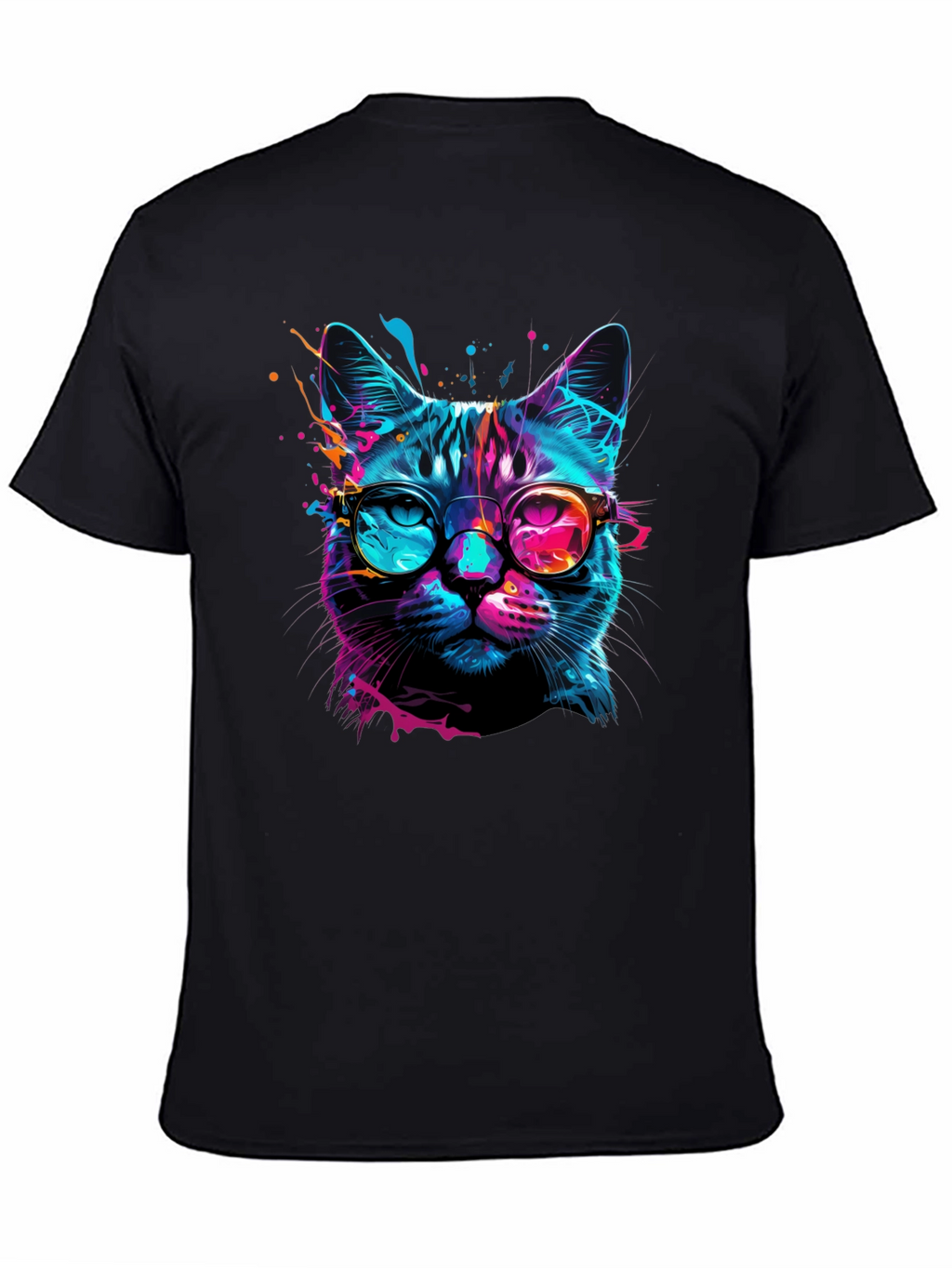 Cool Cat Graphic Tee - Stylish Neon Feline