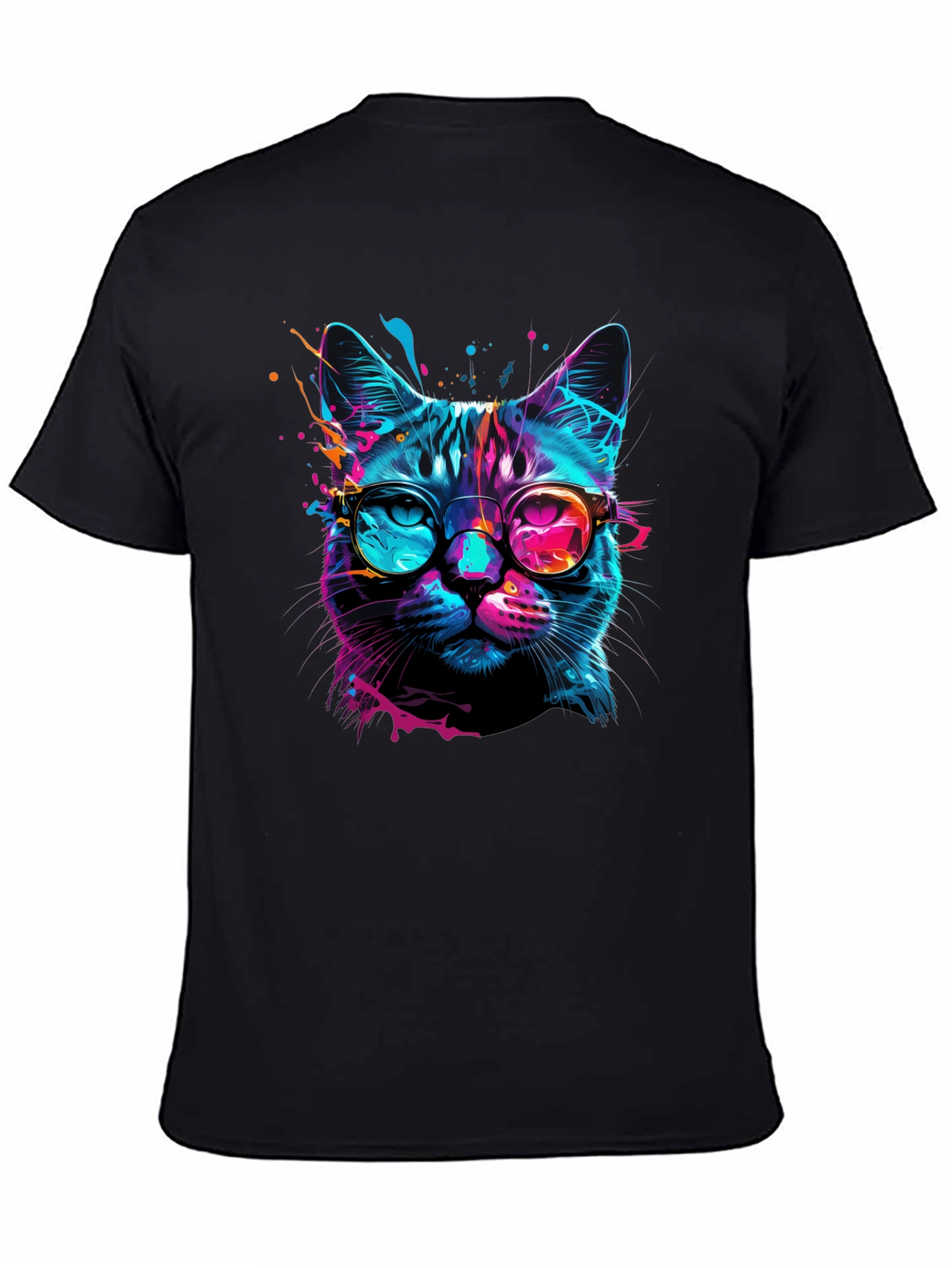 Cool Cat Graphic Tee - Stylish Neon Feline