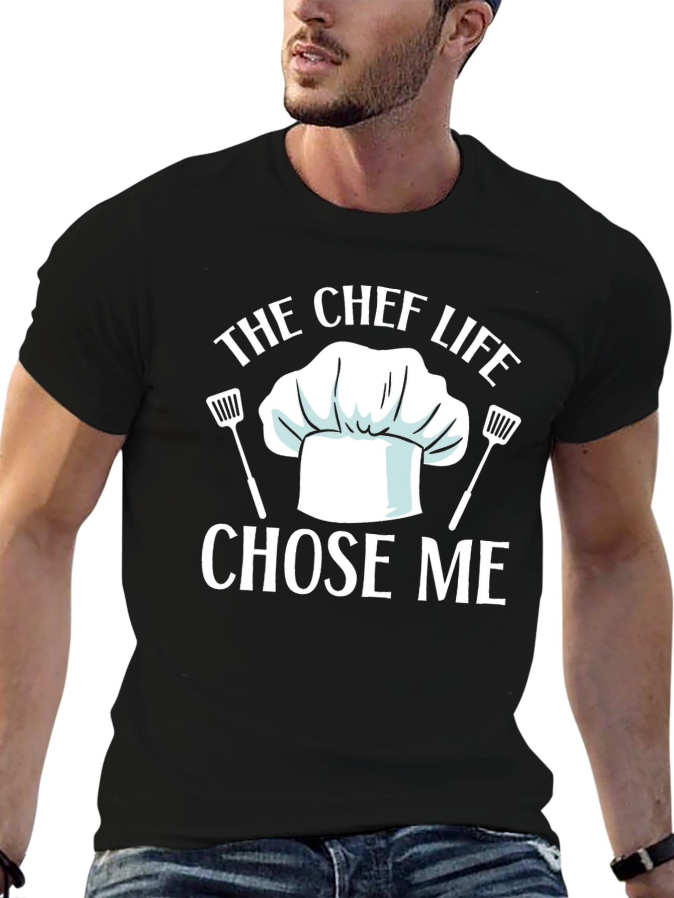 Chef Life Chose Me Black Graphic T-Shirt