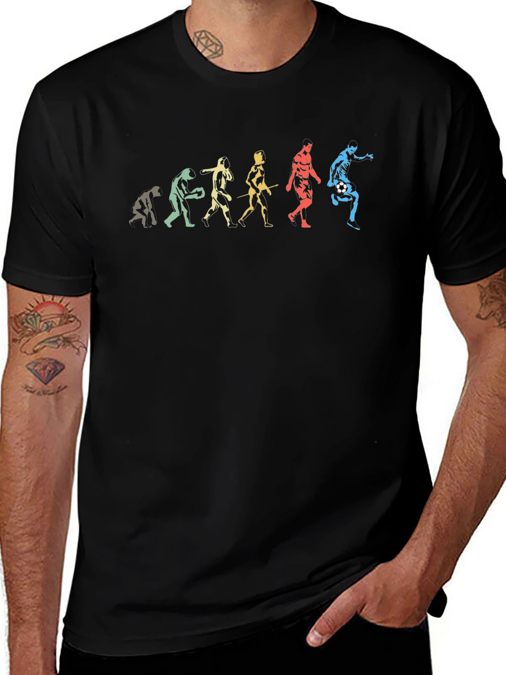 Soccer Evolution Graphic T-Shirt - Black Cotton Tee