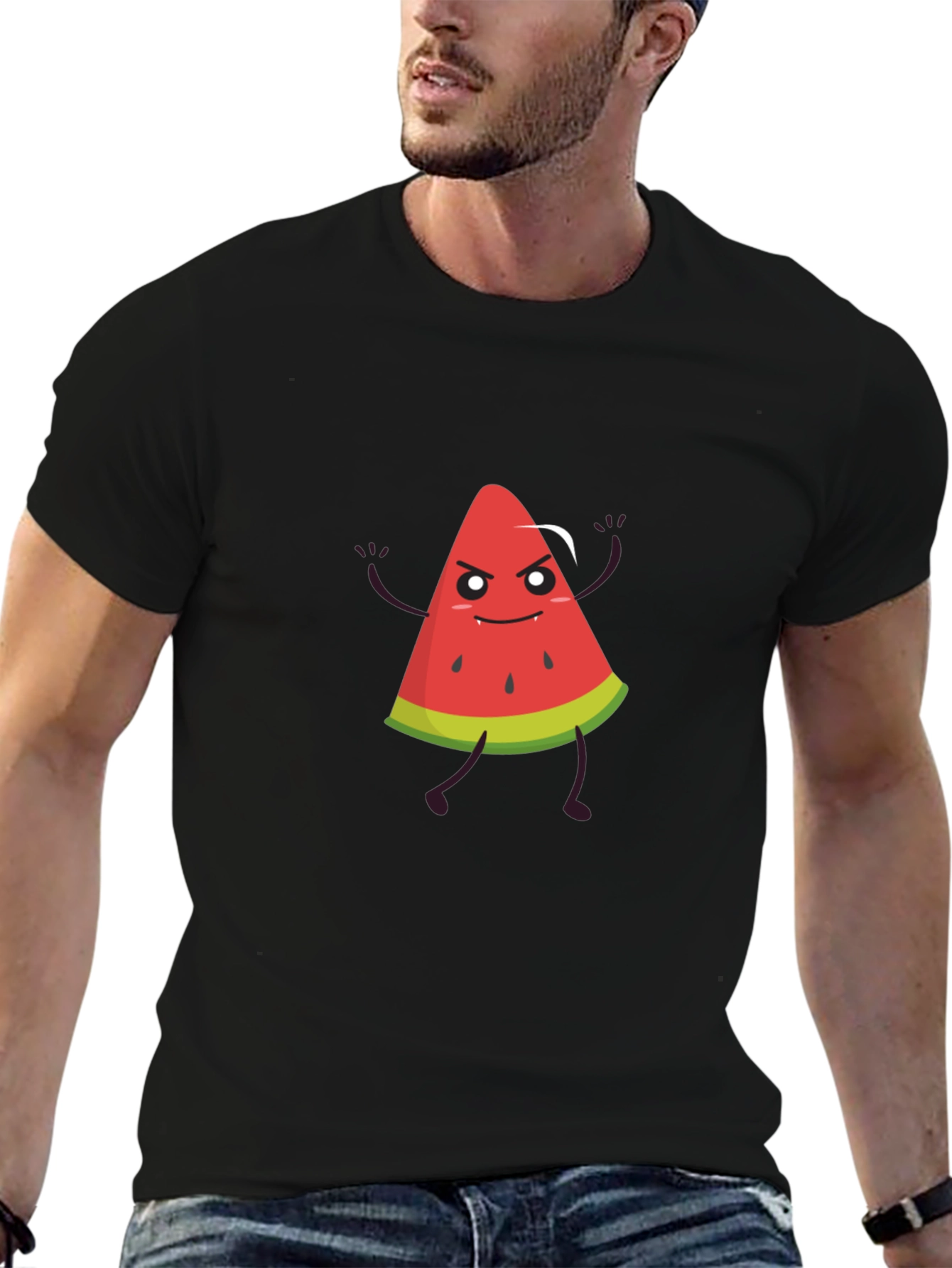 Funny Watermelon Graphic Black T-Shirt