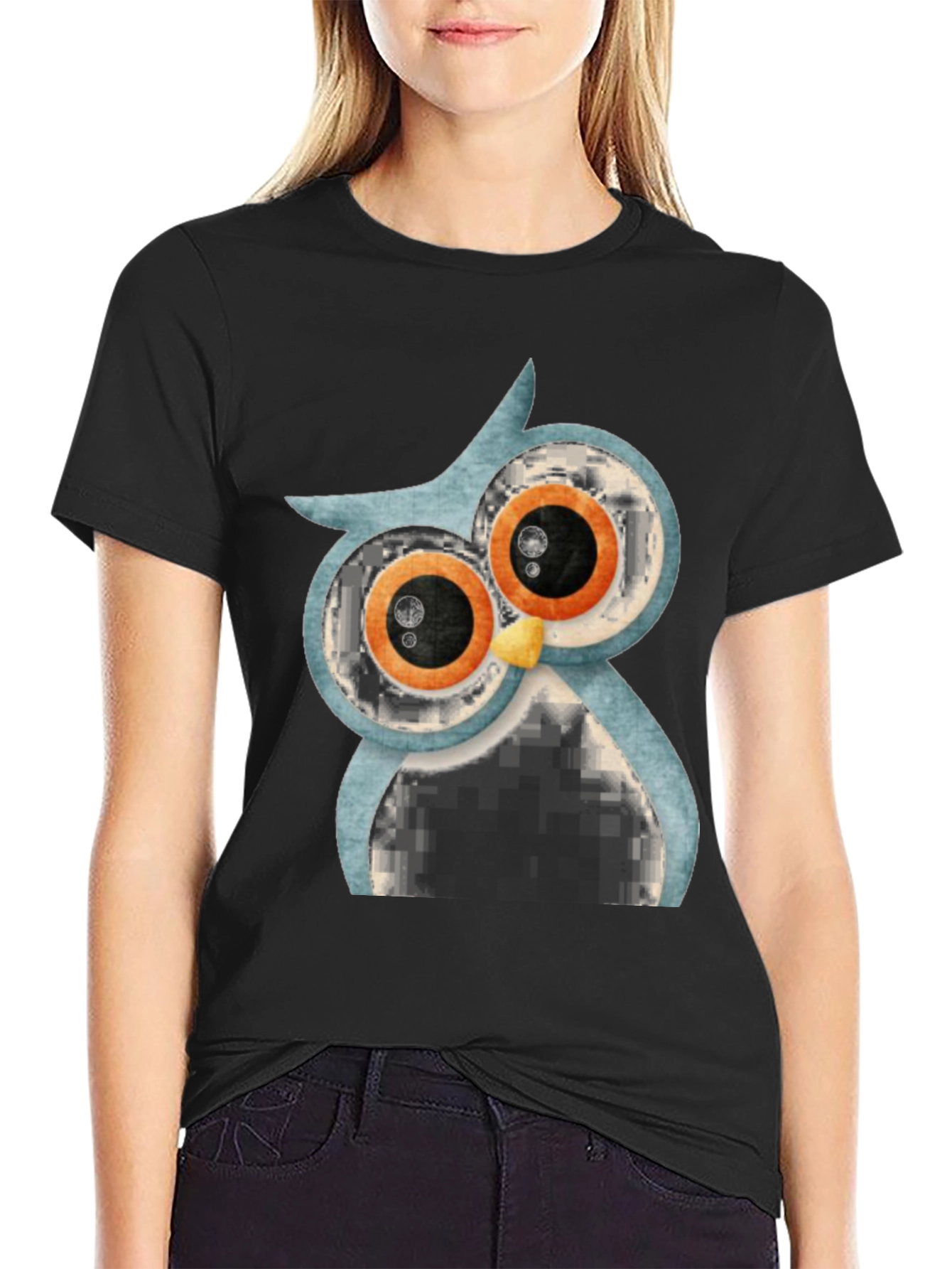 Cool Owl Graphic Print T-Shirt - Casual Black Tee