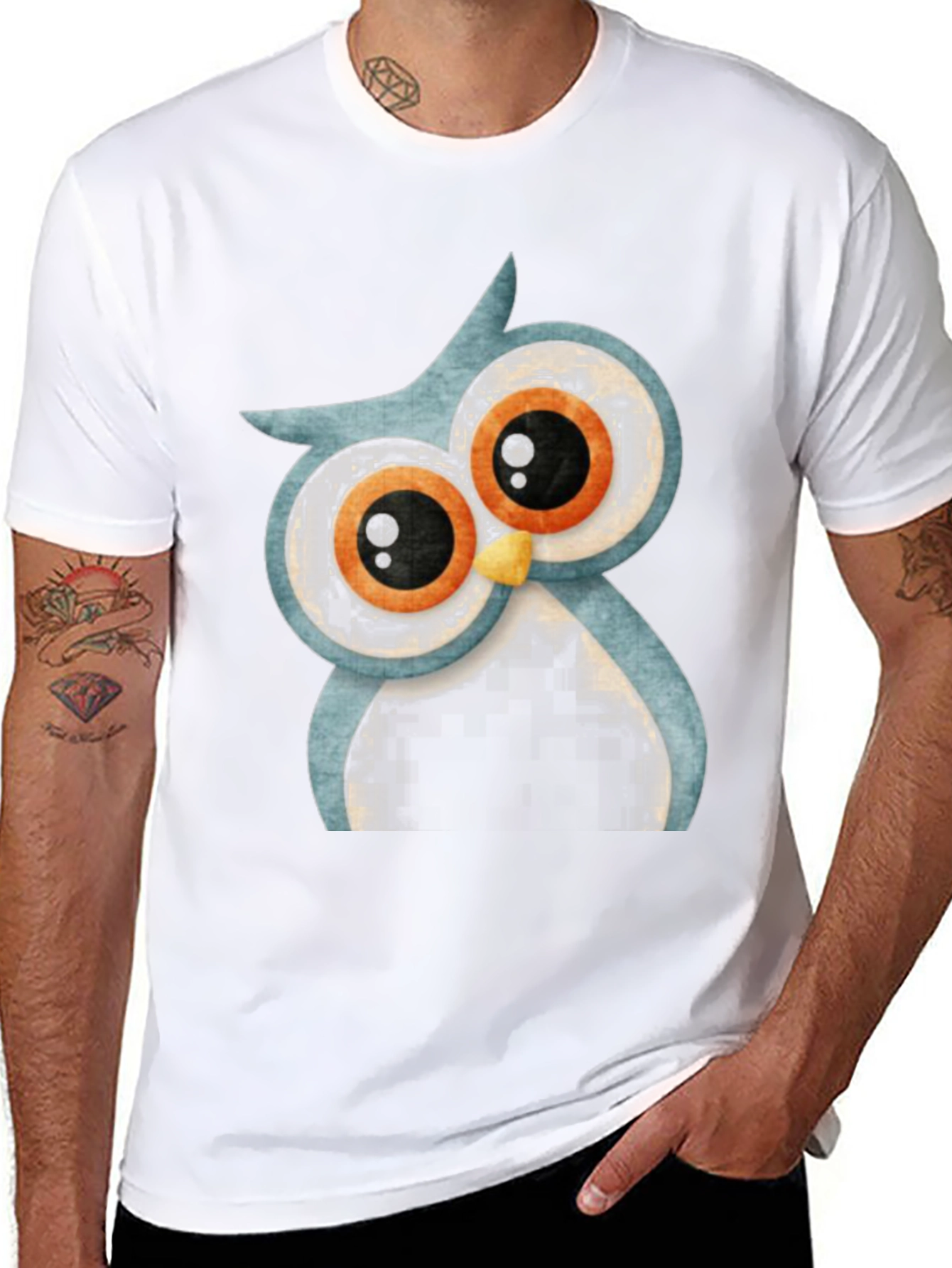 Cool Owl Graphic Print T-Shirt - Casual Black Tee
