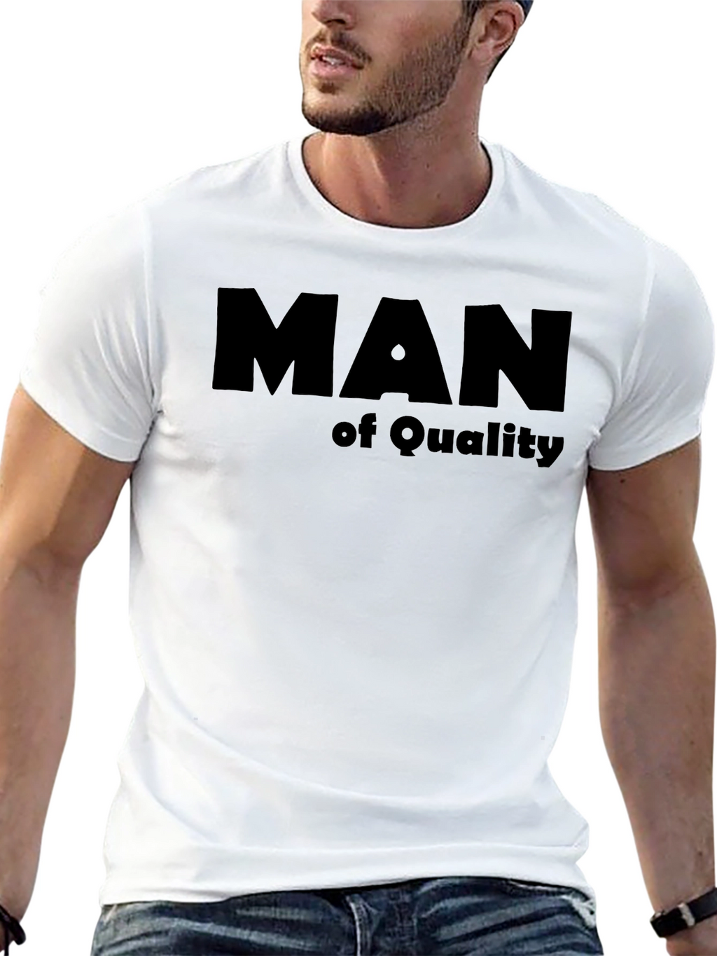 Man of Quality Black Graphic T-Shirt