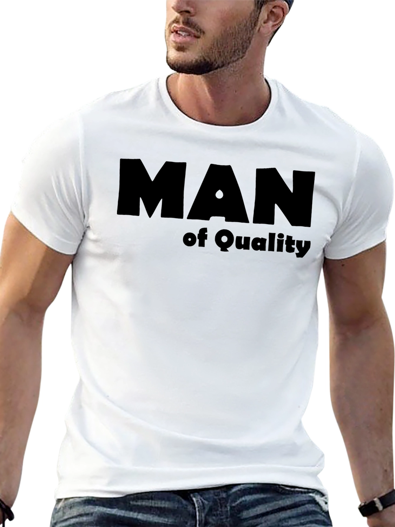 Man of Quality Black Graphic T-Shirt