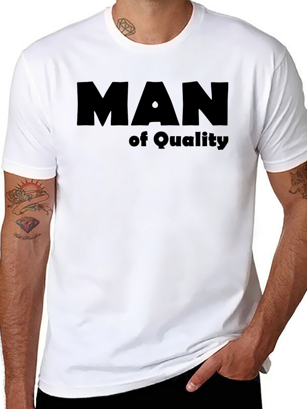 Man of Quality Black Graphic T-Shirt