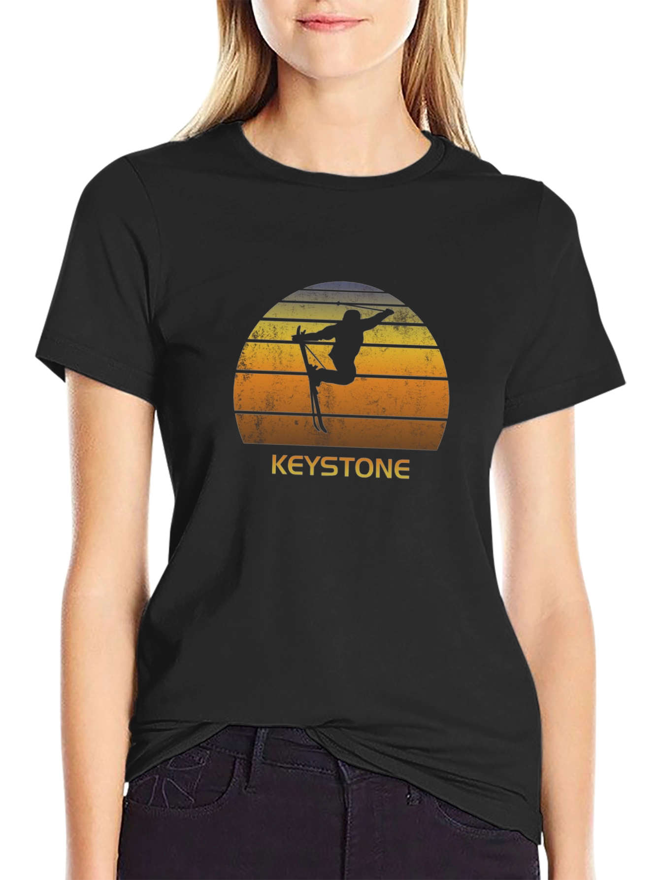 Keystone Ski Sunset Graphic Tee - Black Cotton T-Shirt