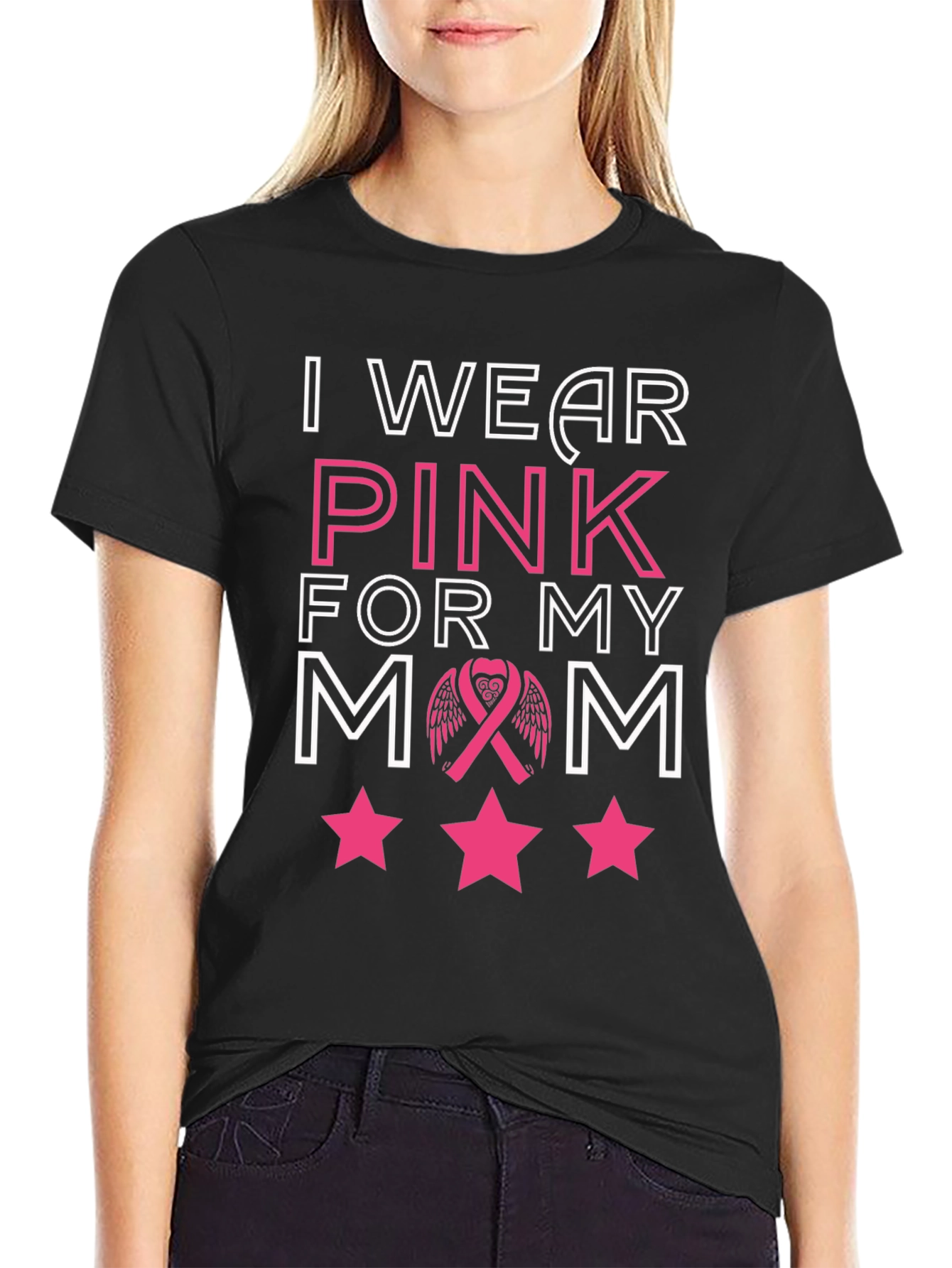 I Wear Pink for My Mom T-Shirt Breast Cancer Awareness