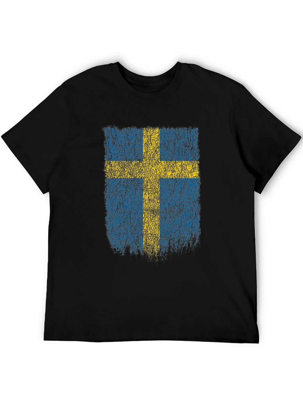 Swedish Flag Distressed T-Shirt - Black