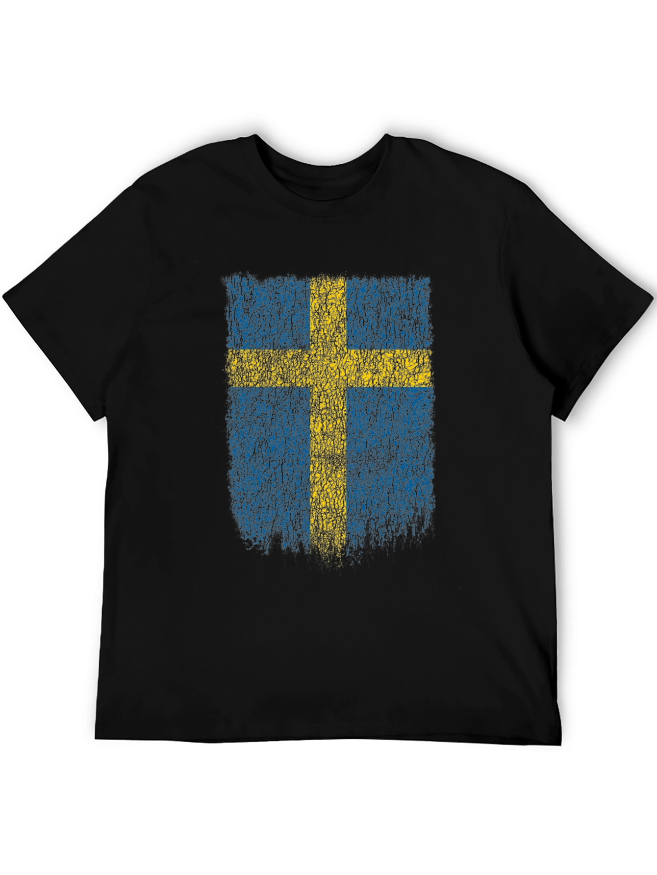 Swedish Flag Distressed T-Shirt - Black