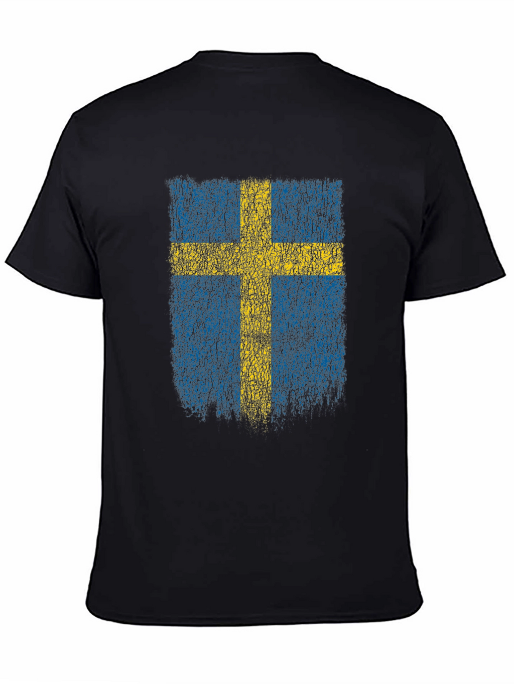 Swedish Flag Distressed T-Shirt - Black