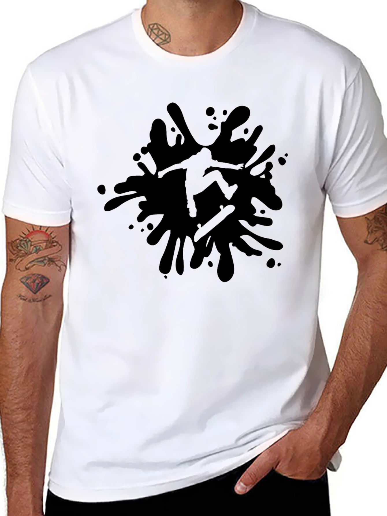 Skater Splash Graphic T-Shirt - Black