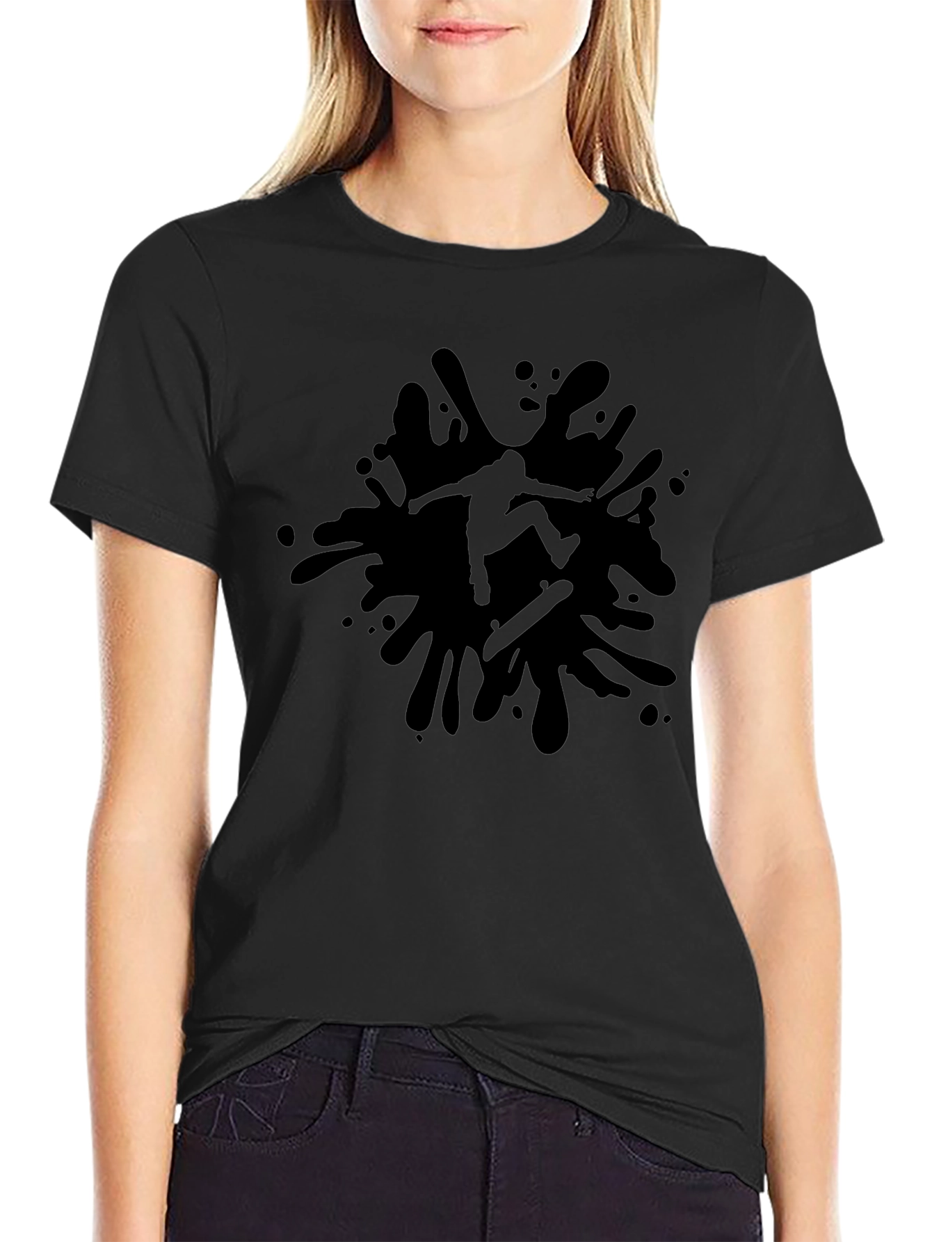 Skater Splash Graphic T-Shirt - Black