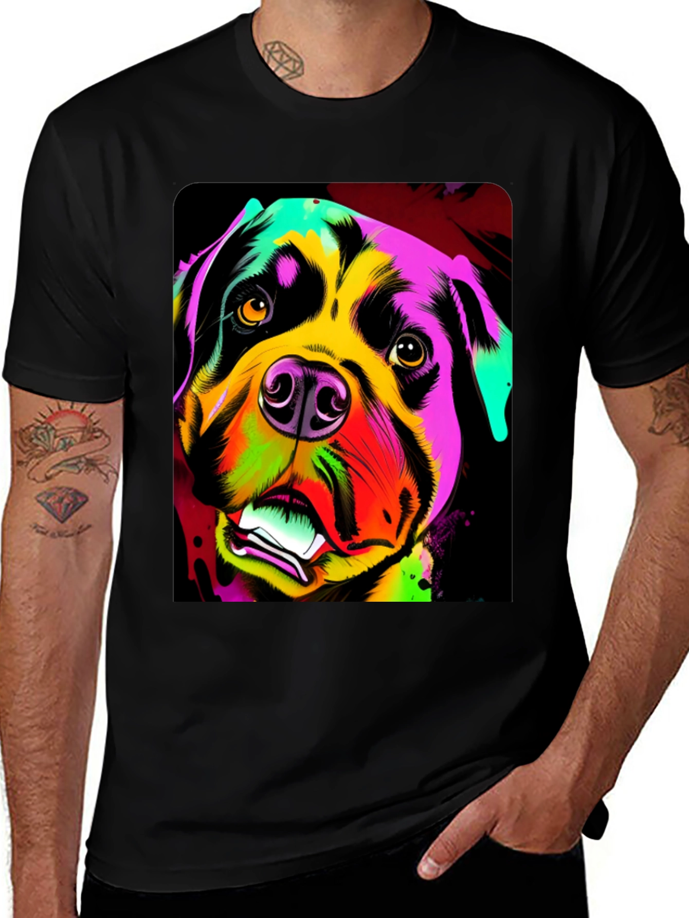 Colorful Rottweiler Dog Graphic T-Shirt