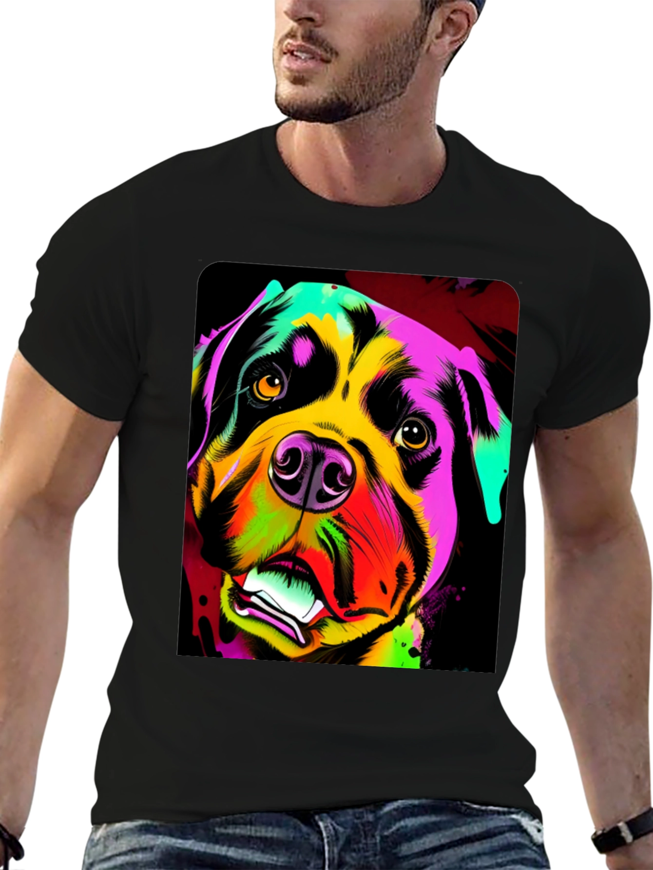 Colorful Rottweiler Dog Graphic T-Shirt