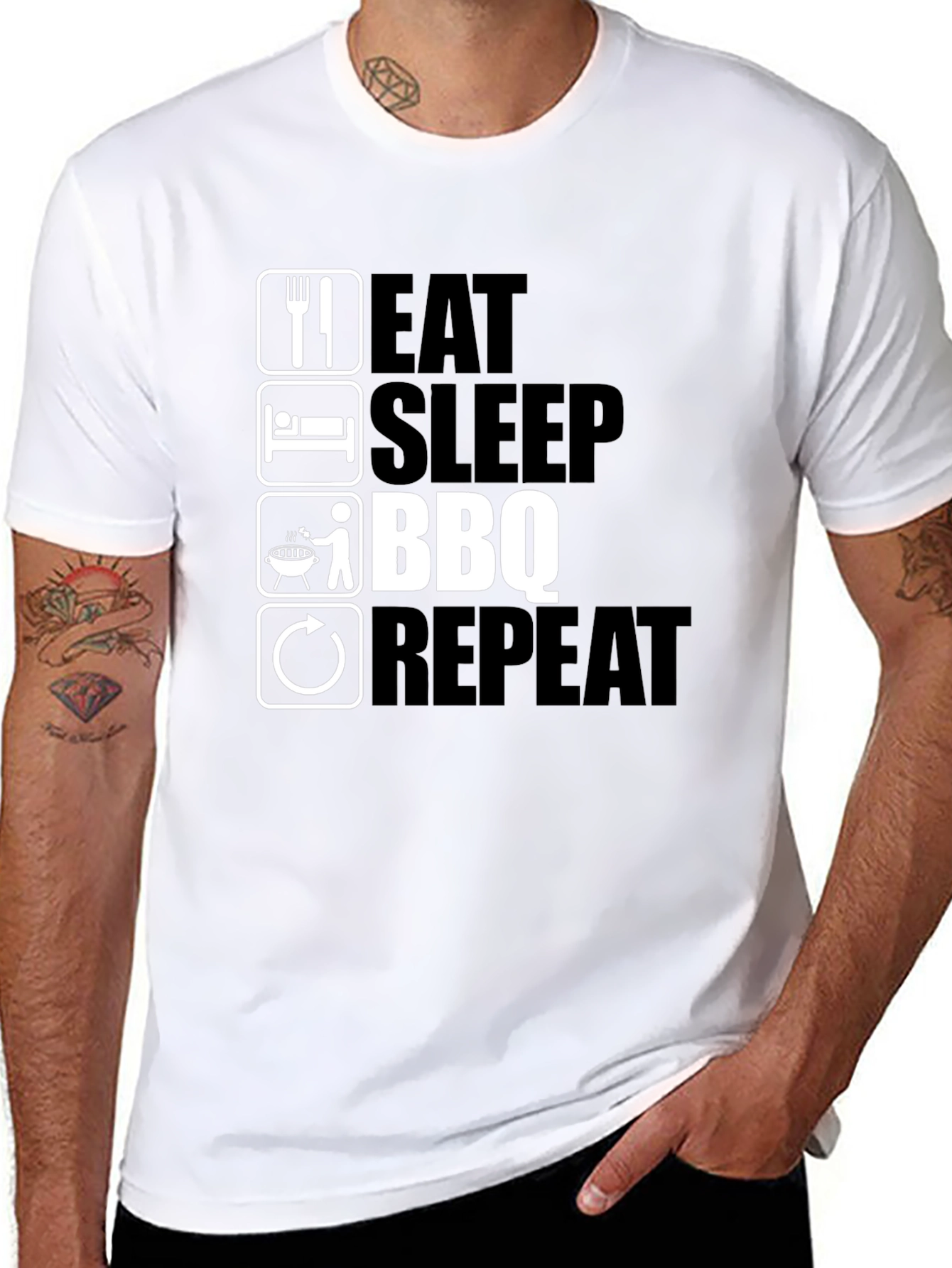 Eat Sleep BBQ Repeat T-Shirt - Grilling Lovers Tee