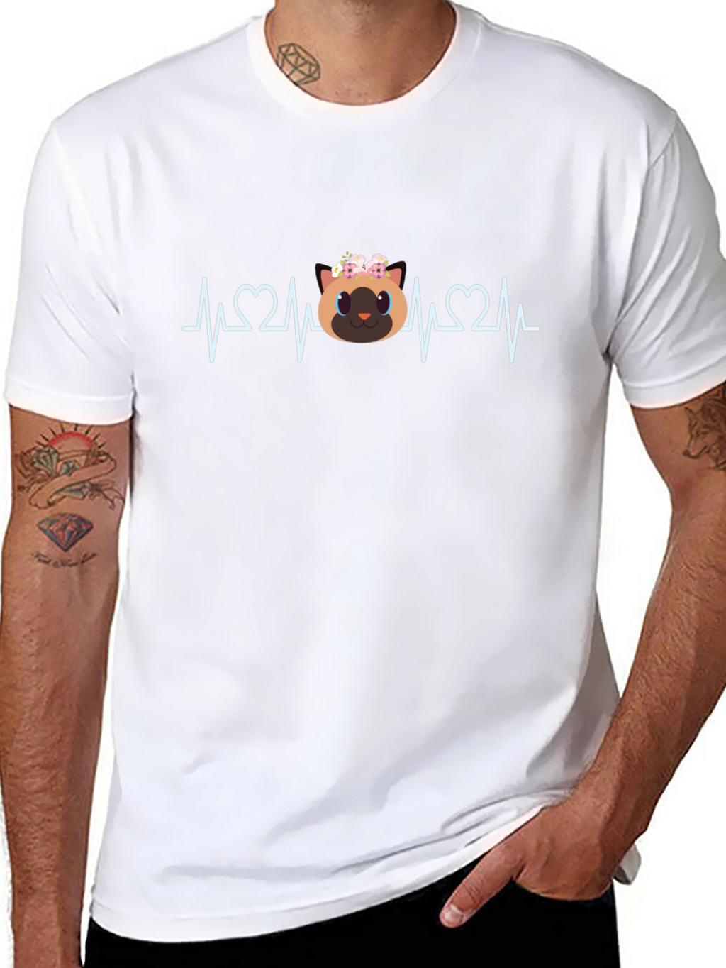 Cat Lover ECG Heartbeat T-Shirt