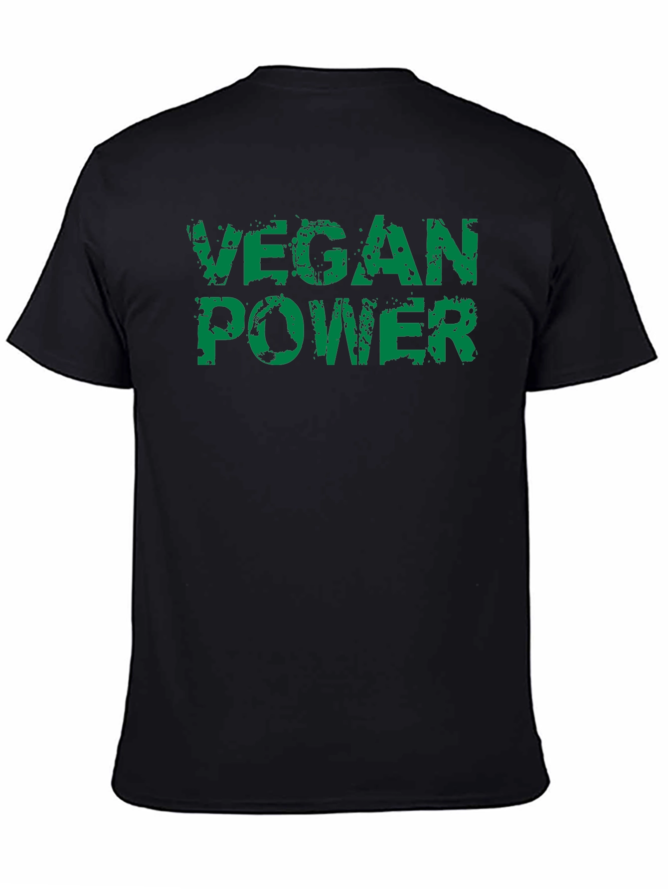 Vegan Power Graphic Tee - Black Cotton T-Shirt