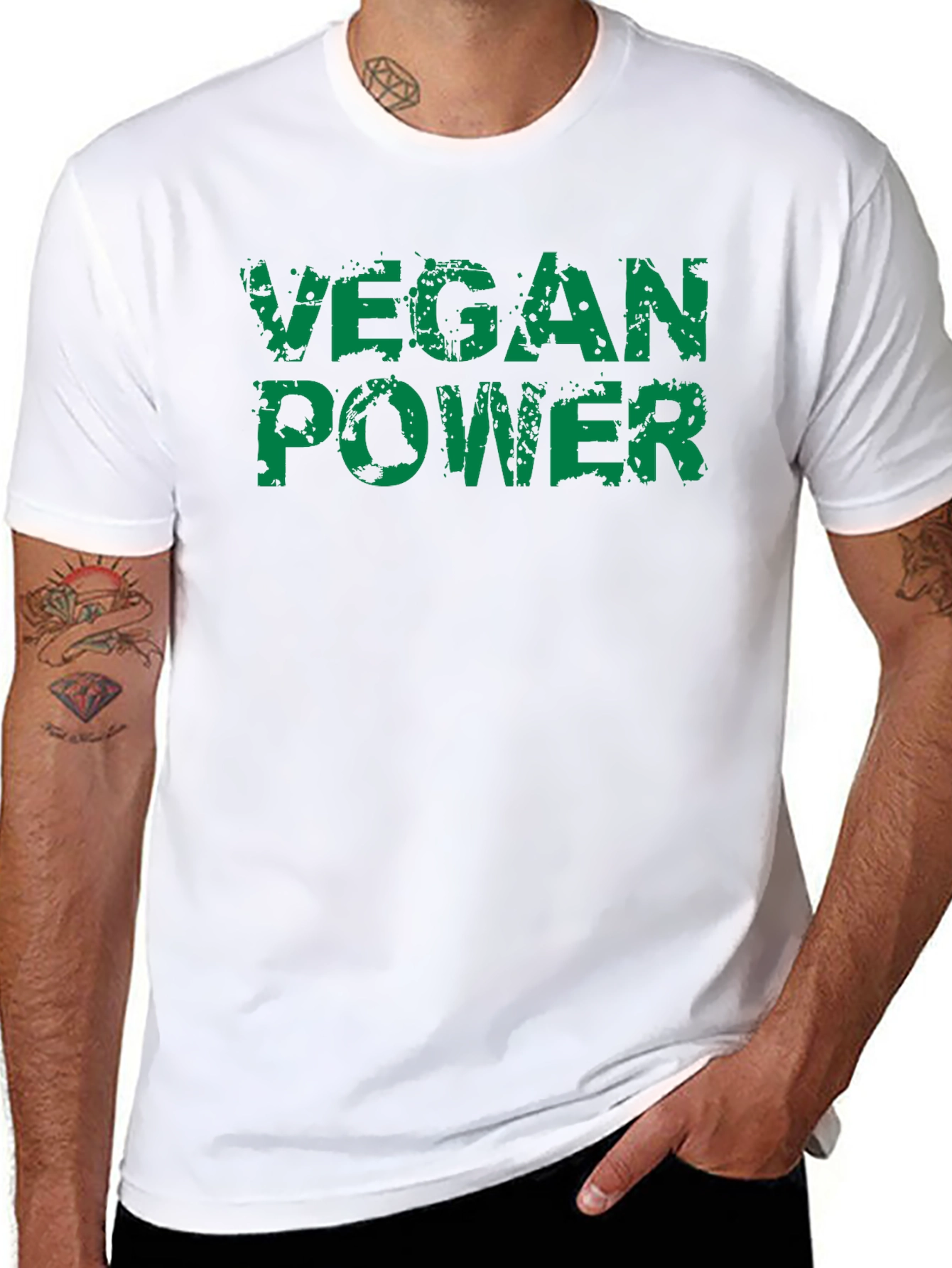 Vegan Power Graphic Tee - Black Cotton T-Shirt