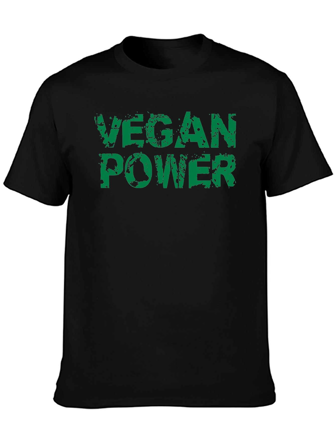 Vegan Power Graphic Tee - Black Cotton T-Shirt