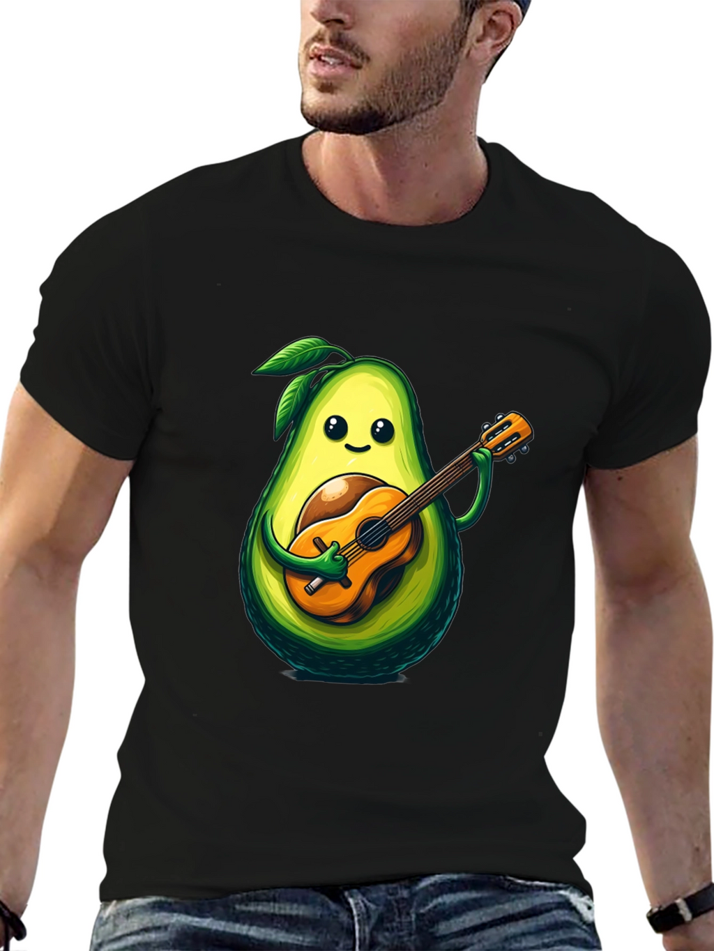 Avocado Guitar Player Graphic T-Shirt