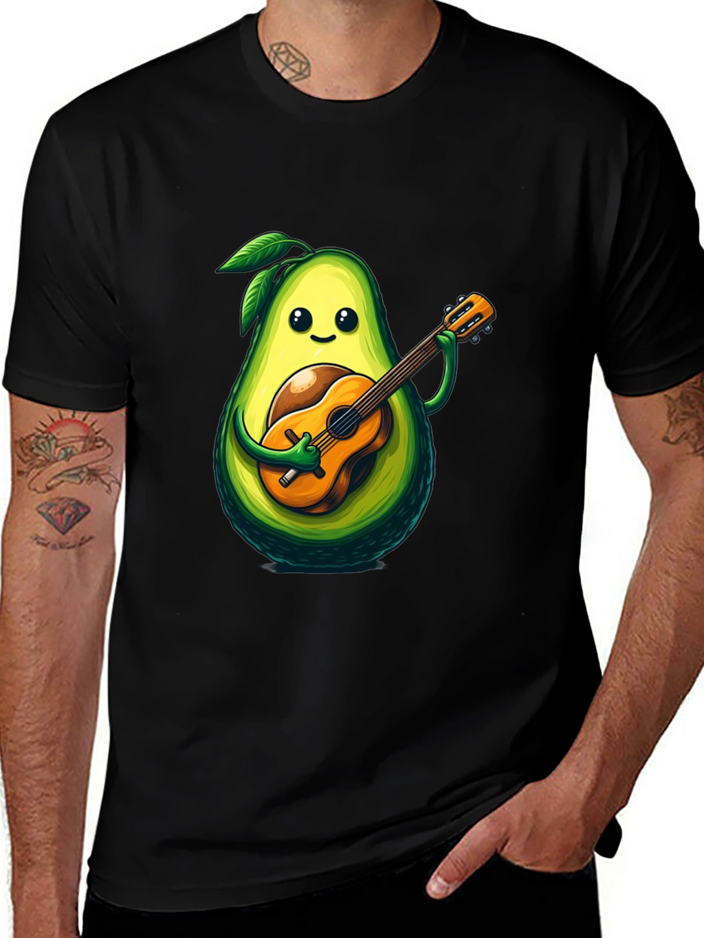 Avocado Guitar Player Graphic T-Shirt