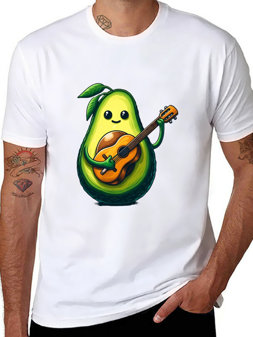 Avocado Guitar Player Graphic T-Shirt