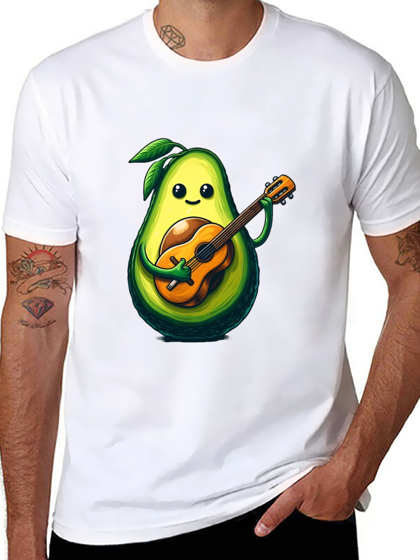 Avocado Guitar Player Graphic T-Shirt